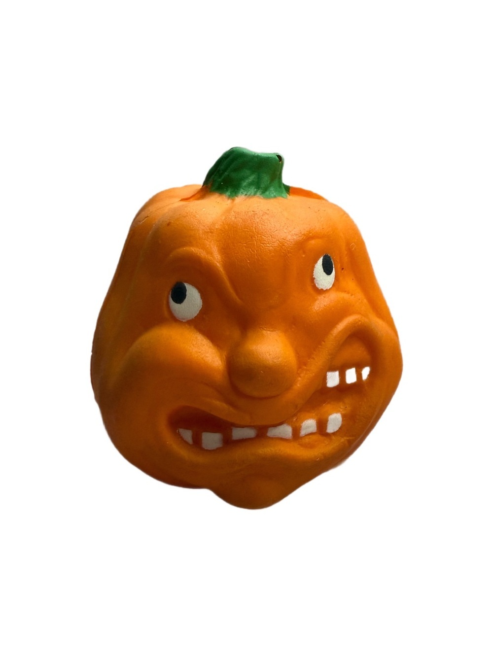 Vintage Halloween Jack-O'-Lantern Face Figure in Orange & Green